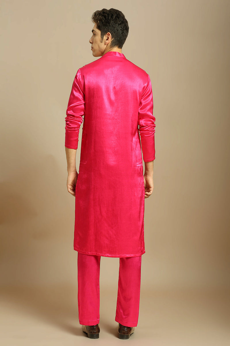 Hot Pink Embroiderd Kurta With Pant