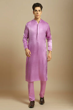 Purple Kurta With Pant With Ombre Dupatta