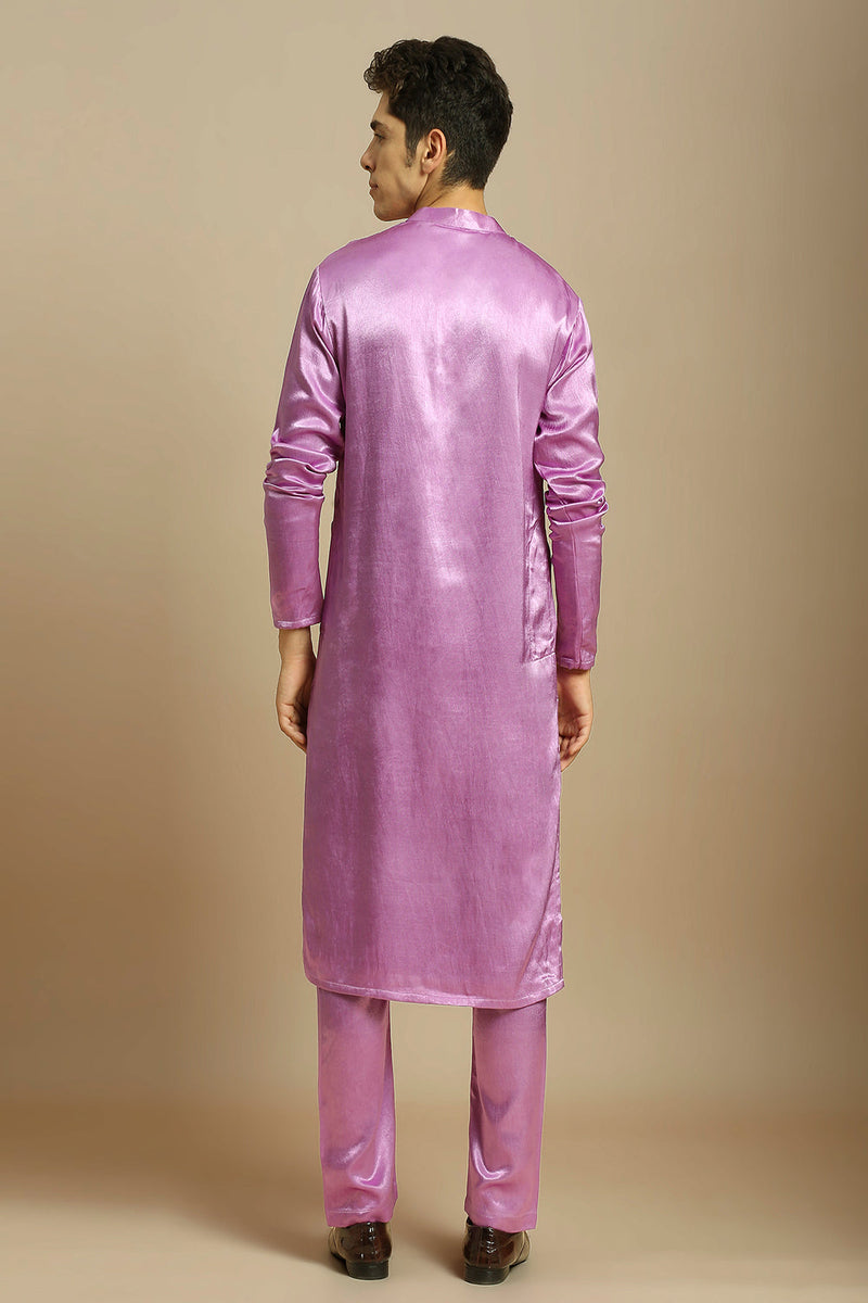 Purple Kurta With Pant With Ombre Dupatta