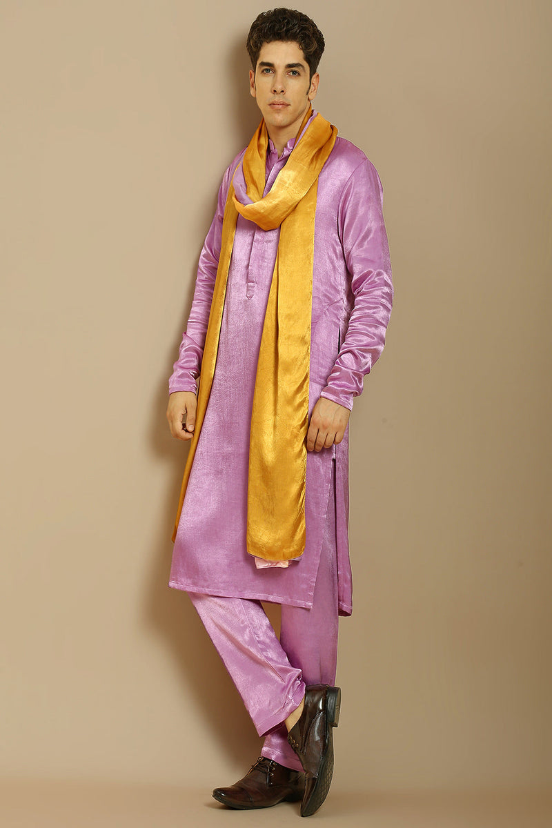 Purple Kurta With Pant With Ombre Dupatta