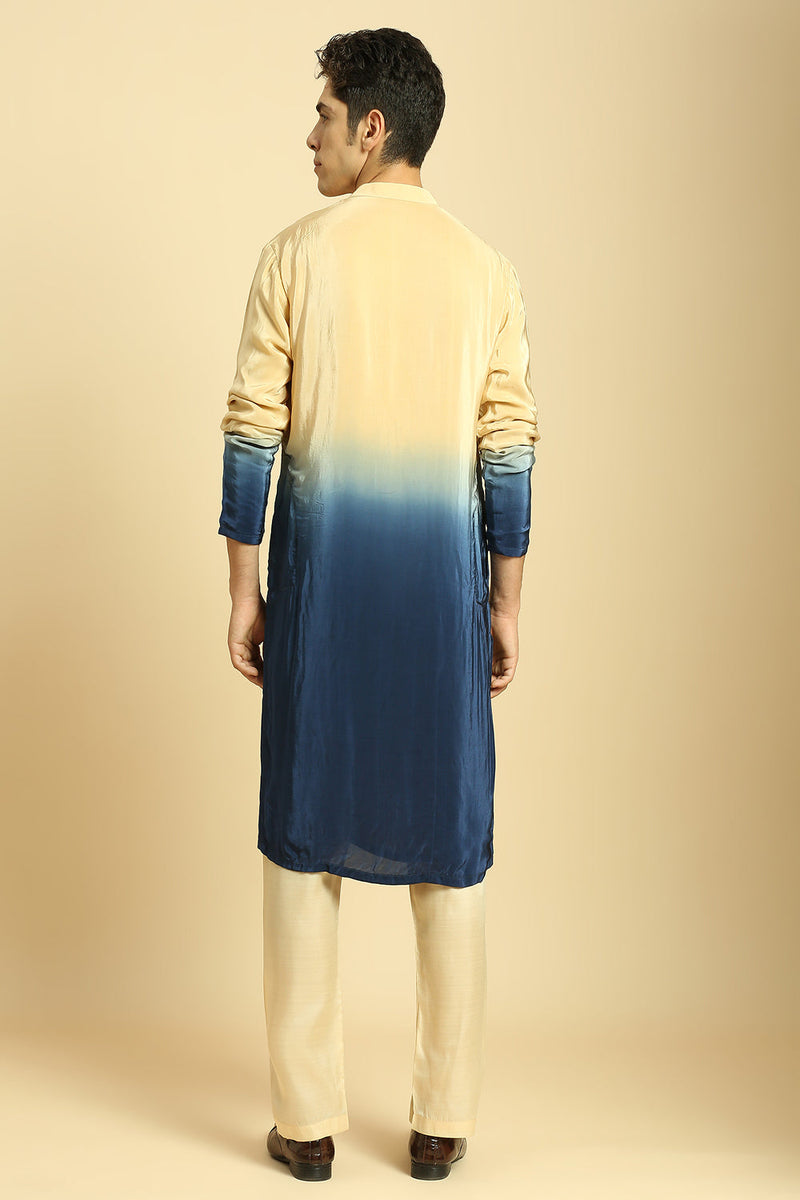 Beige/Blue Ombre Kurta With Beige Pant