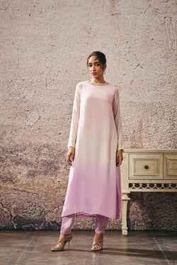 Baby Pink To Lilac Ombrey Kurta