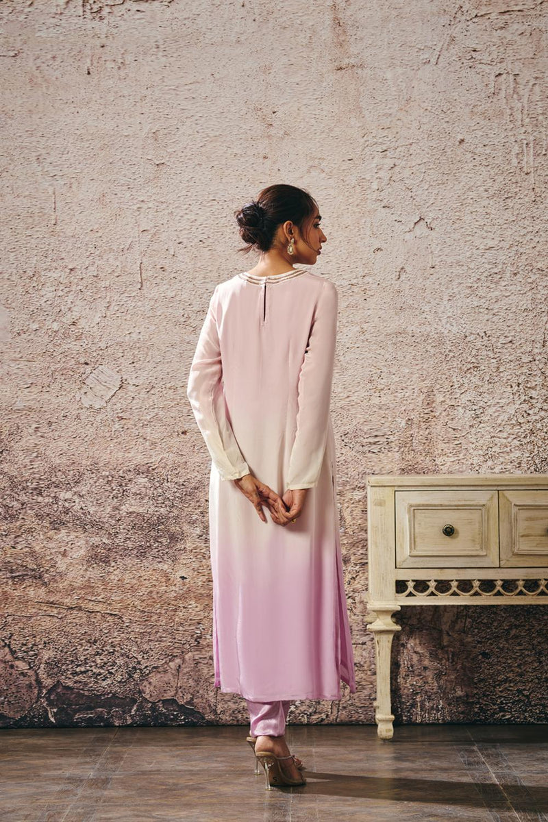 Baby Pink To Lilac Ombrey Kurta