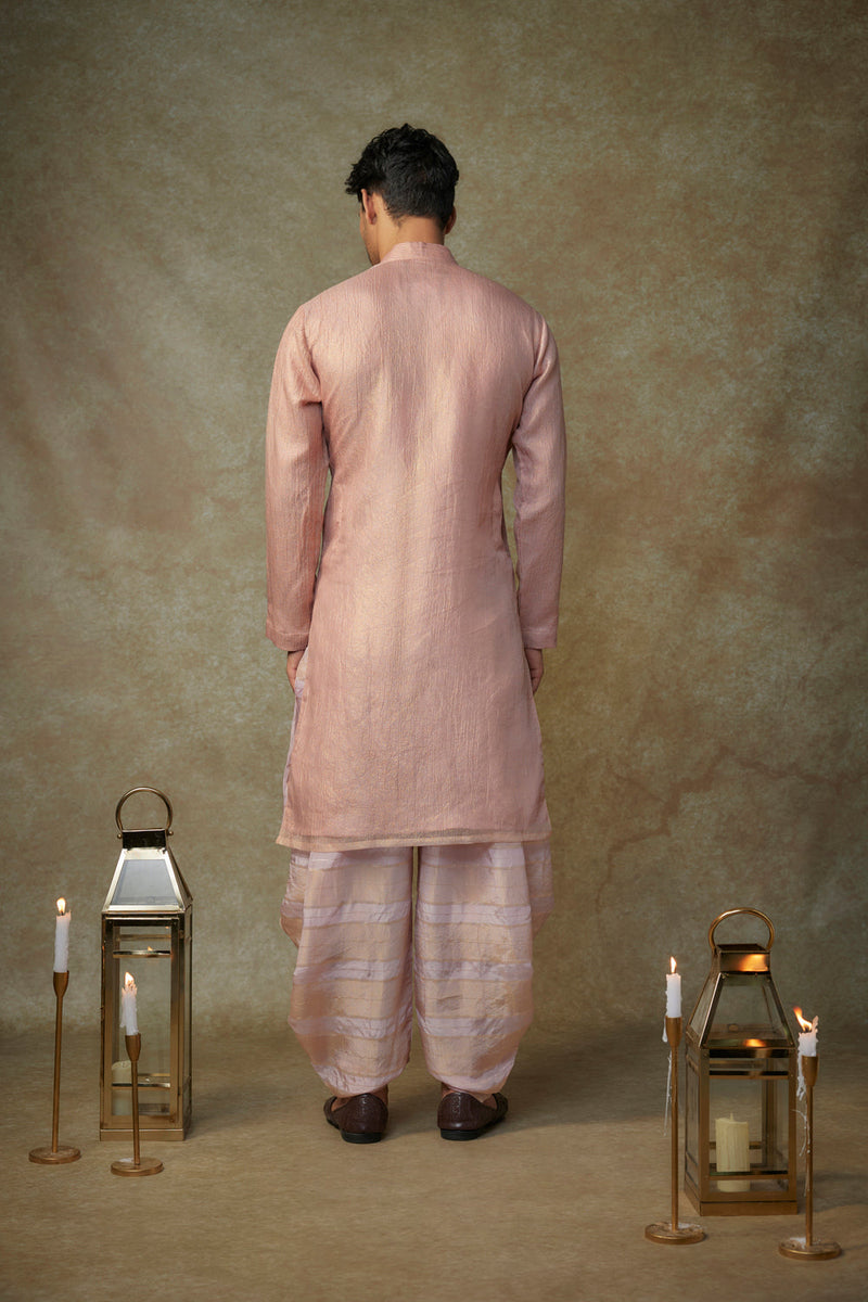 Peach Embroiderd Kurta With Pant