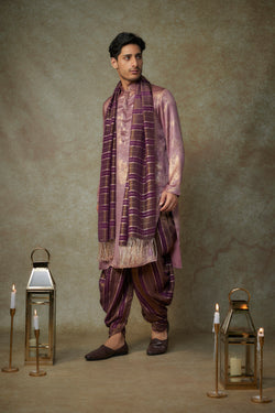 Wine Kurta With Dhoti And Dupatta