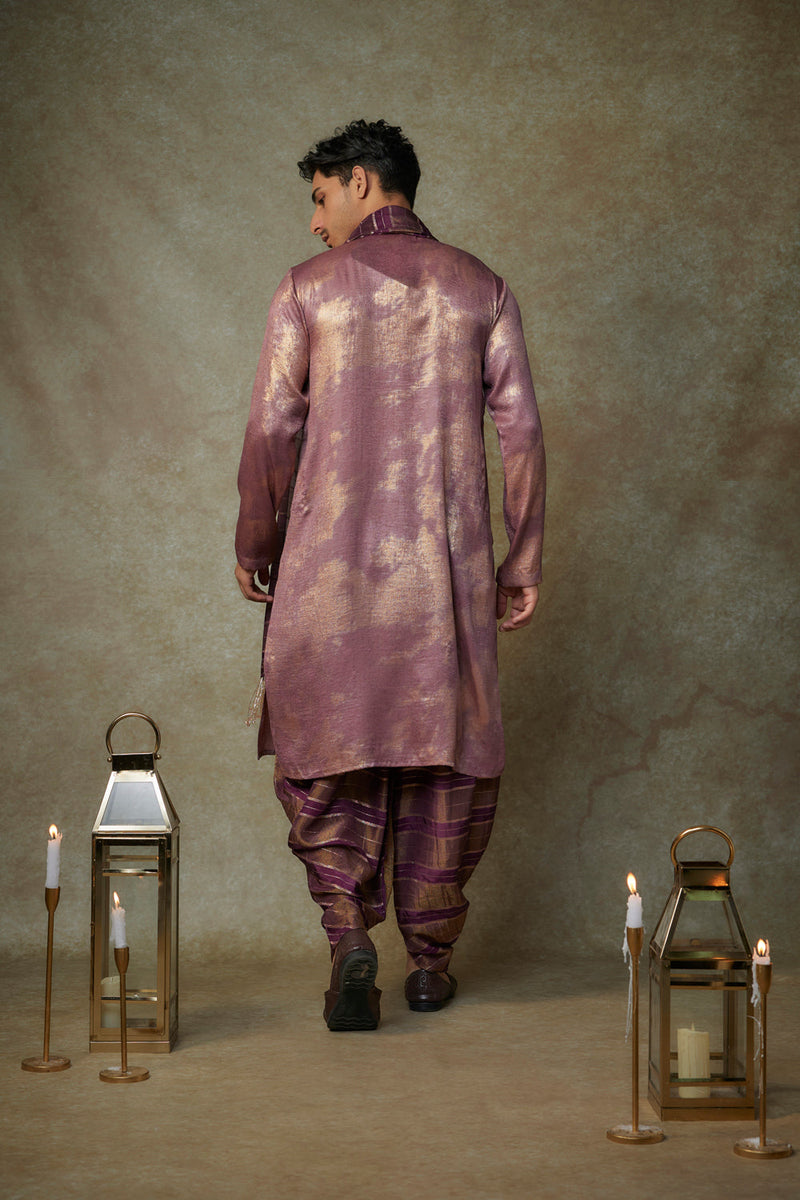 Wine Kurta With Dhoti And Dupatta