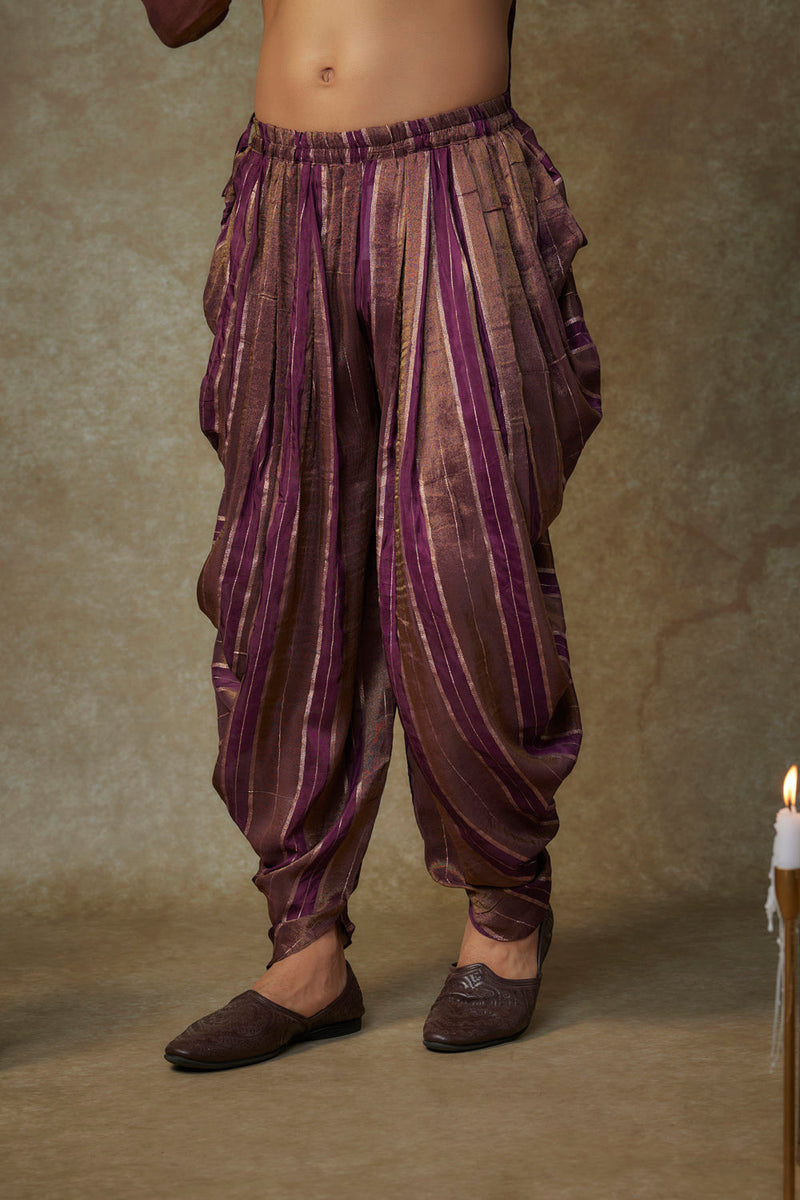 Wine Kurta With Dhoti And Dupatta