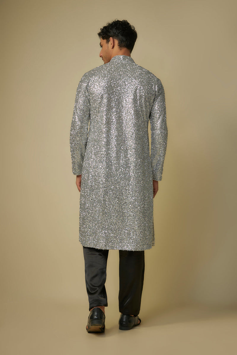 Silver Embroiderd Kurta With Pant