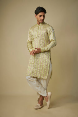 Yellow Embroiderd Kurta With Dhoti