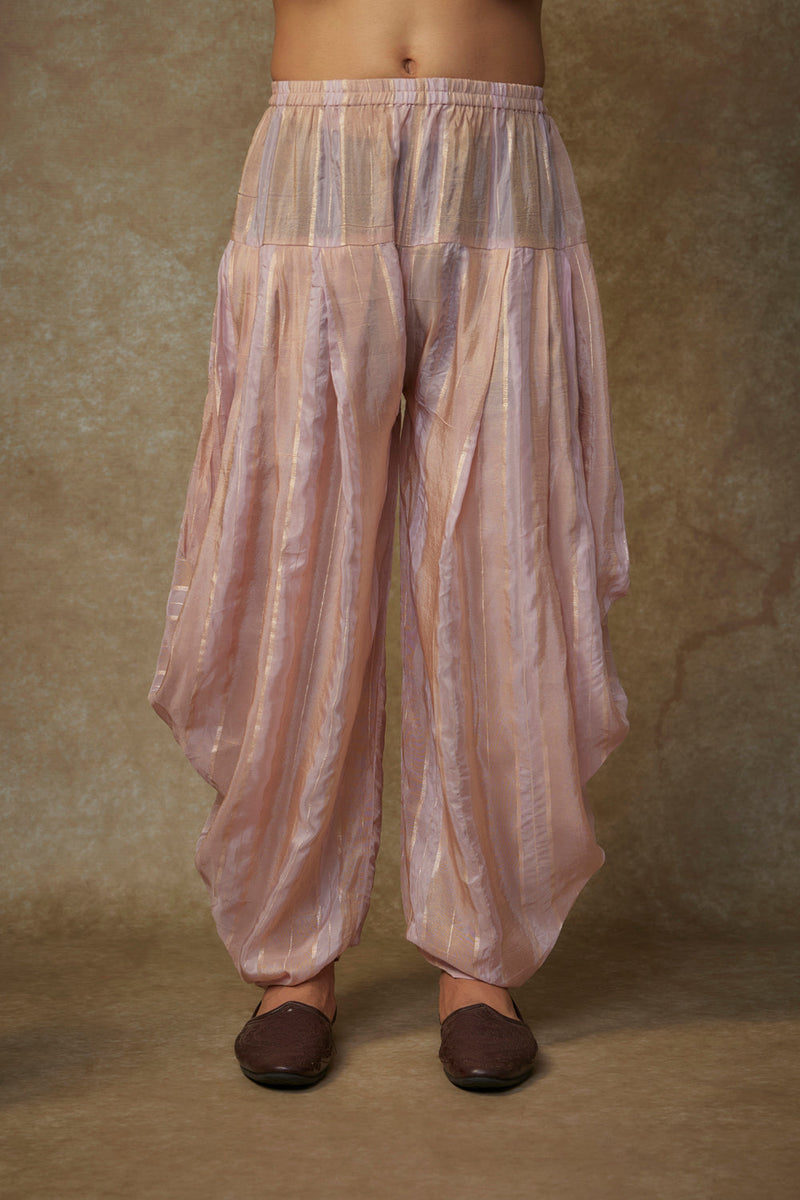 Peach Embroiderd Kurta With Dupatta And Dhoti