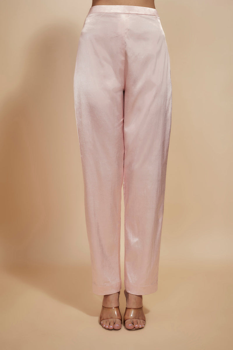 Light Pink Embroidered Kaftan With Pant