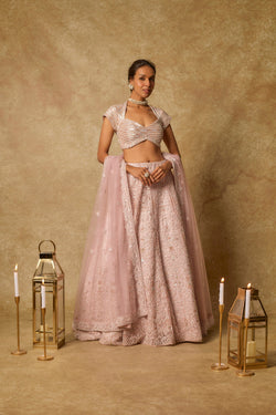 Dusty Pink Heavy Embroidered Lehenga Set