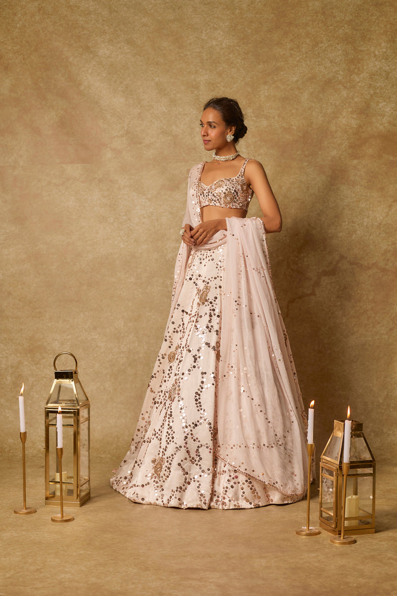 Baby Pink Sequin Embroidered Lehenga Set