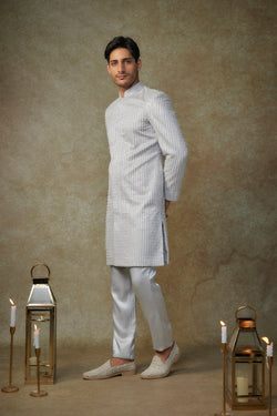 Grey Embroiderd Sherwani With Pant