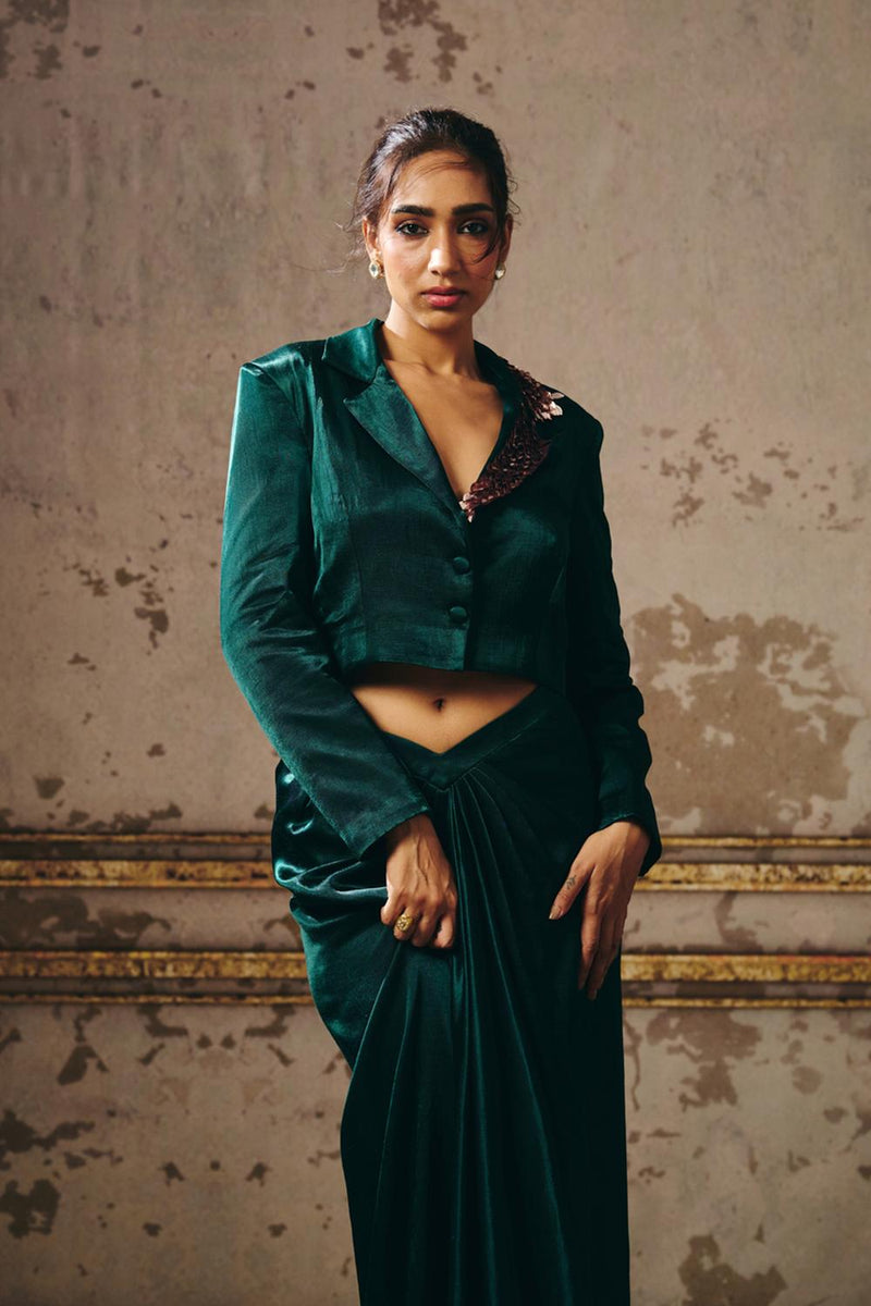 Dark Green Skirt With Blazer