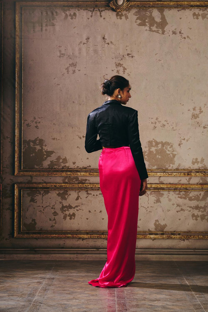 Hot Pink Skirt With Black Blazer