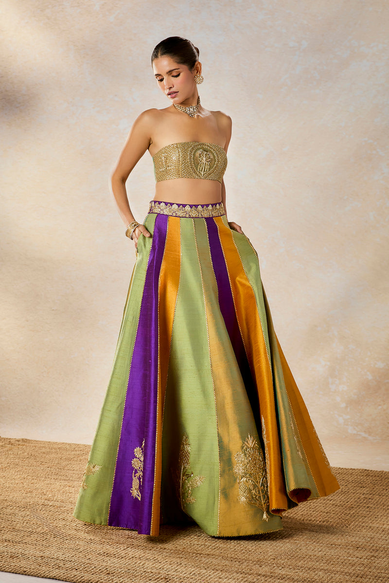 The Kesar Varak Long Jacket Lehenga Set