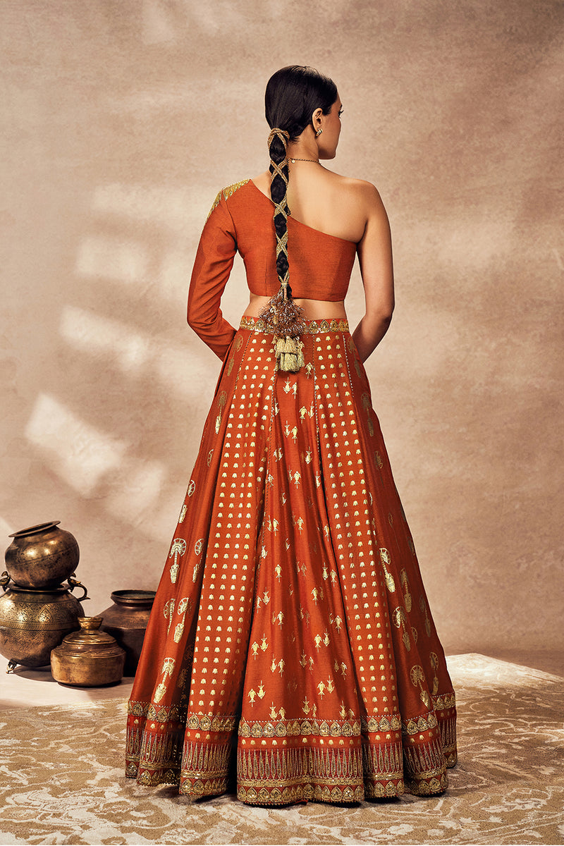 Rust Foil Lehenga Set