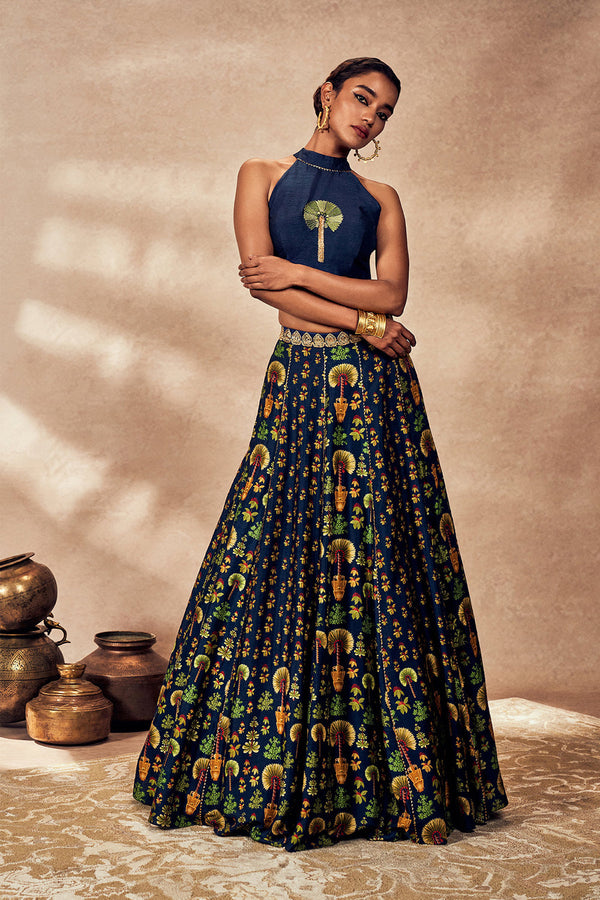 Blue Nomadic Tribe Lehenga