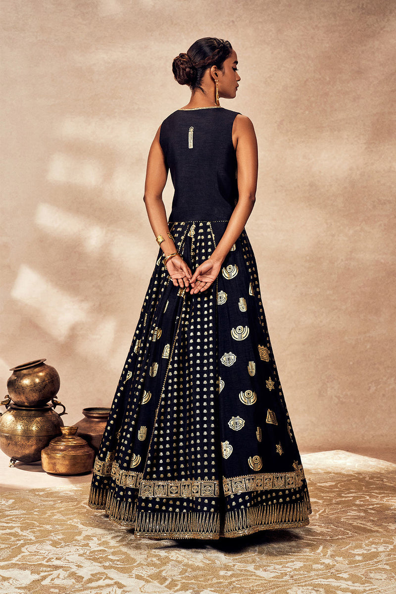 Black Trinkets Lehenga Set