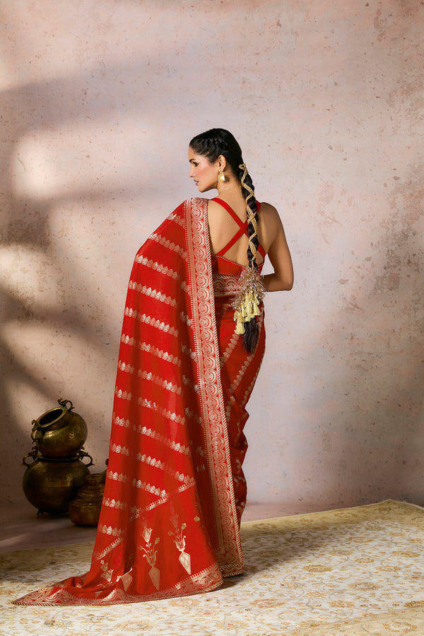 Red Jacquard Saree