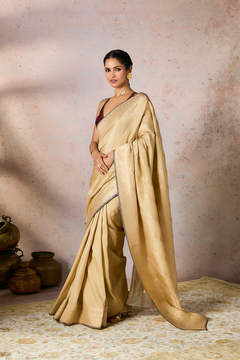 Beige Jacquard Saree