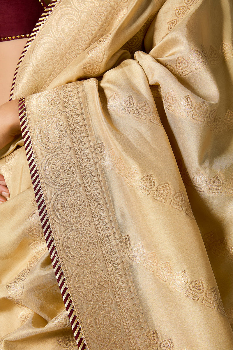 Beige Jacquard Saree