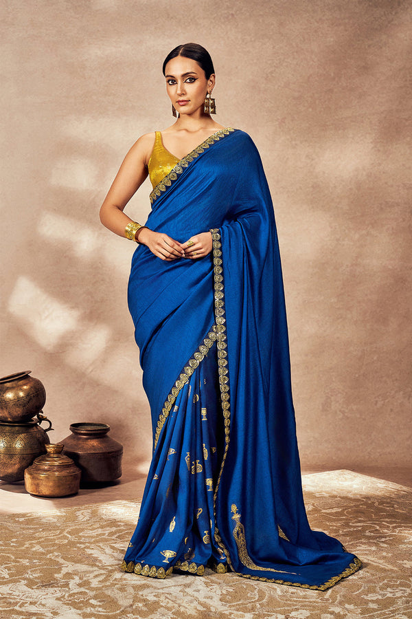 Blue Potters Touch Saree