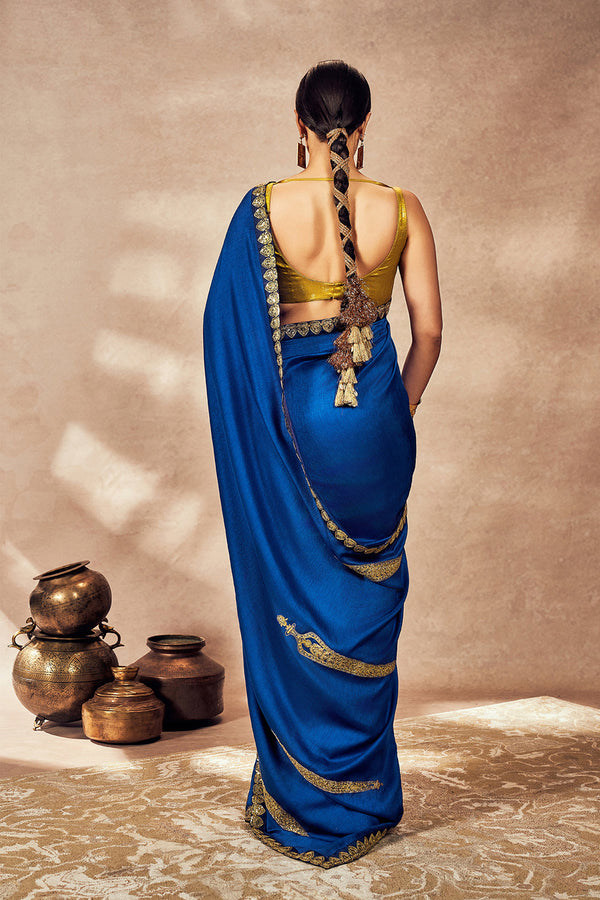 Blue Potters Touch Saree