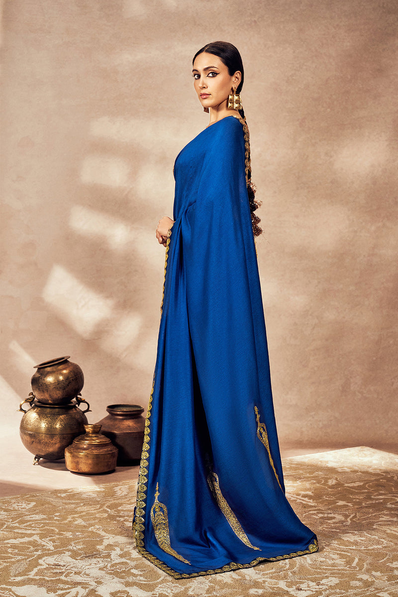 Blue Potters Touch Saree