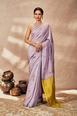 Lime And Lilac Jacquard Saree