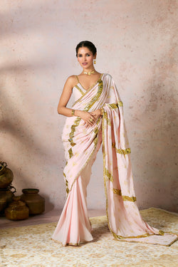 Baby Pink Potters Touch Gota Saree