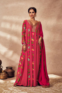 Pink Tropical Rhapsody Anarkali Set