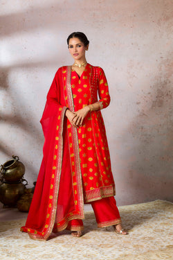 Red Trinkets Kurta Set