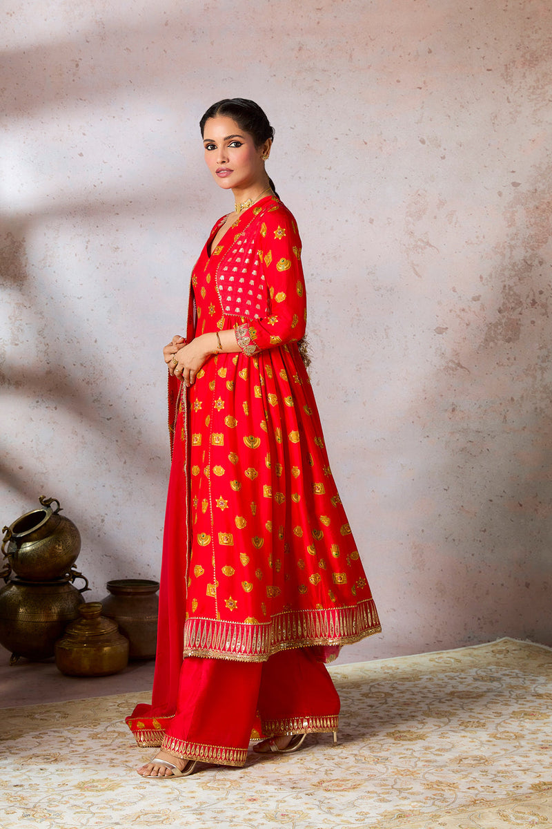 Red Trinkets Kurta Set