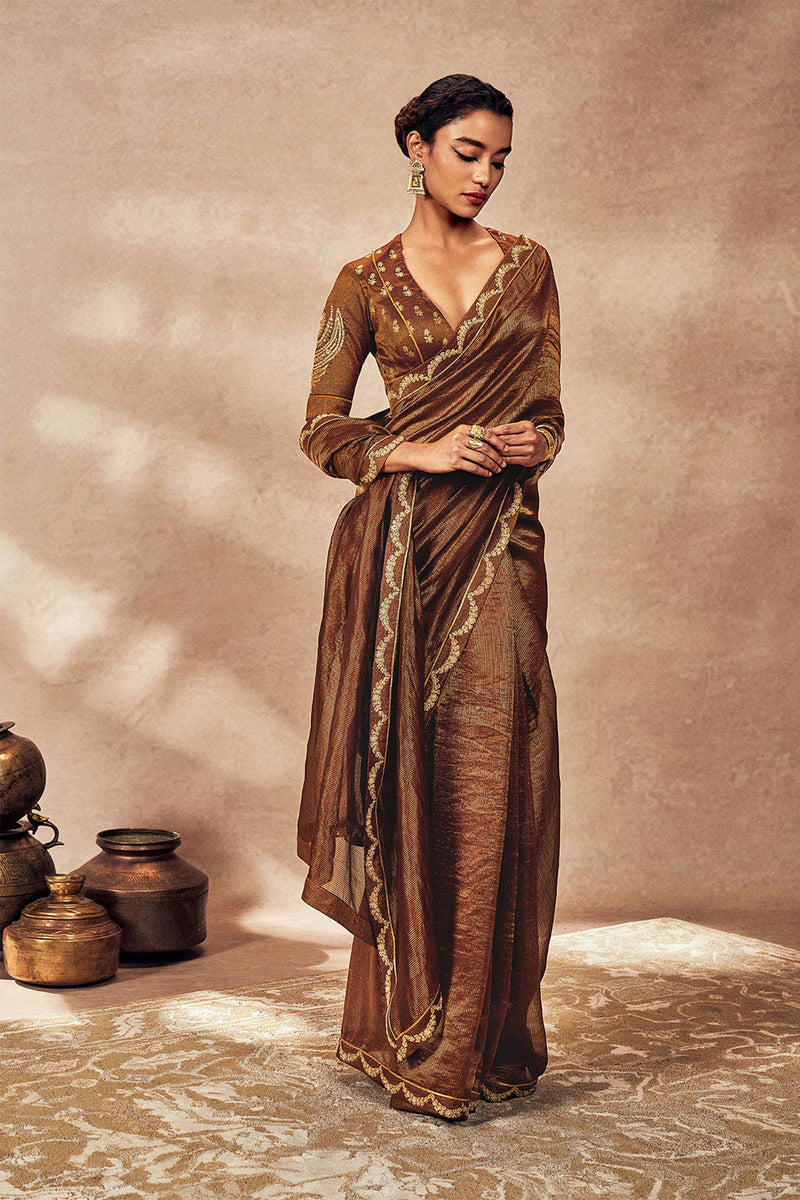 Brown Madakal Tissue Saree