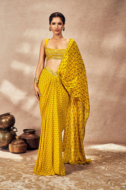 Yellow Pixie Dust Drape Saree