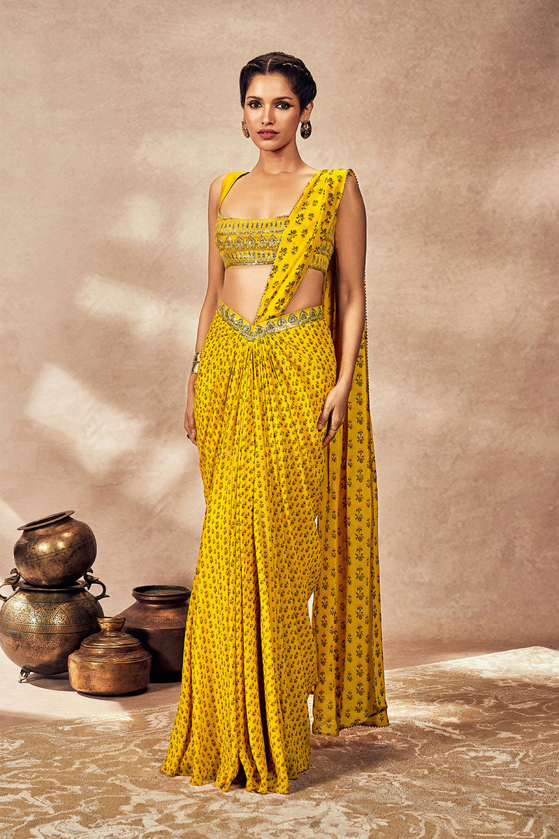 Yellow Pixie Dust Drape Saree