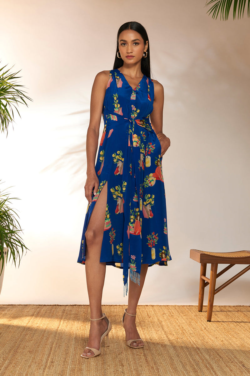 Blue Tangy Tango Midi Dress