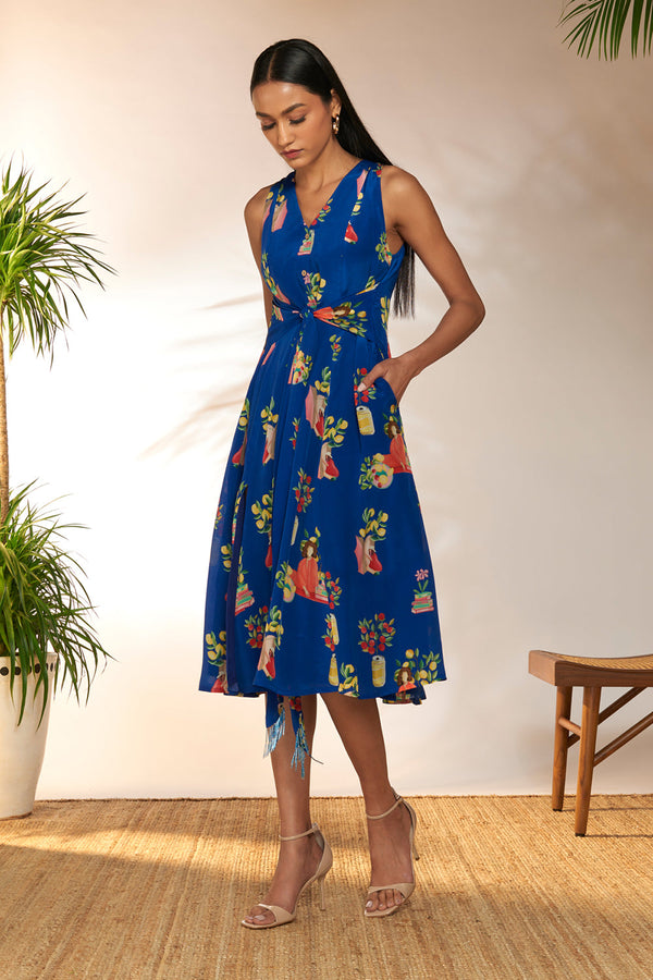 Blue Tangy Tango Midi Dress