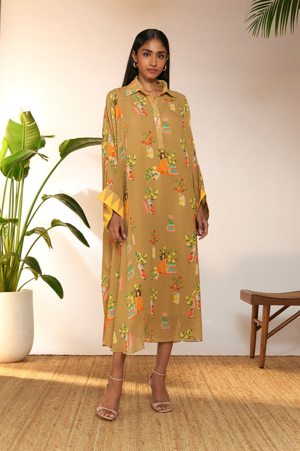 Tan Tangy Tango Collar Kaftan