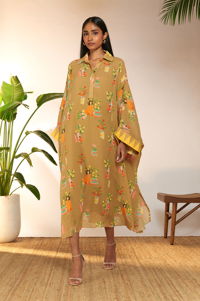 Tan Tangy Tango Collar Kaftan