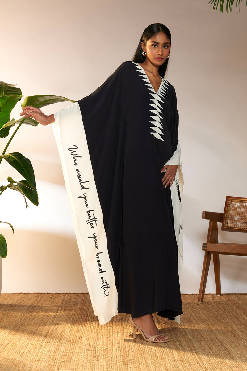 Black Slogan Kaftan