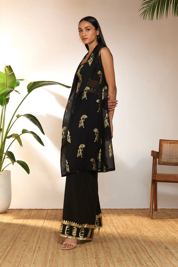 Black Embroidered Sunny Day Foil Set