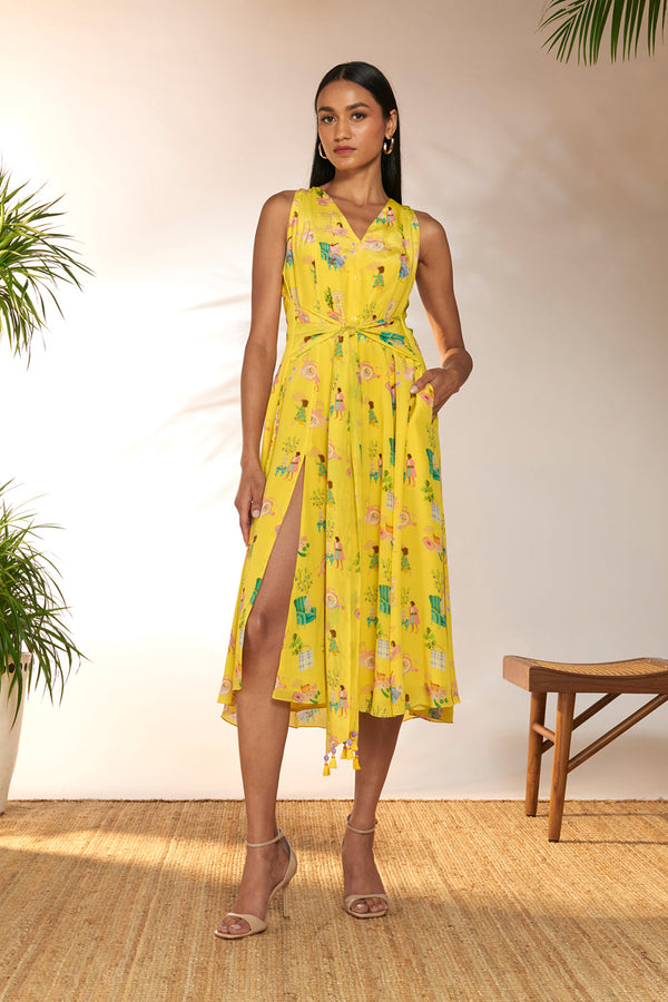 Lemon Yellow Jam & Toast Midi Dress