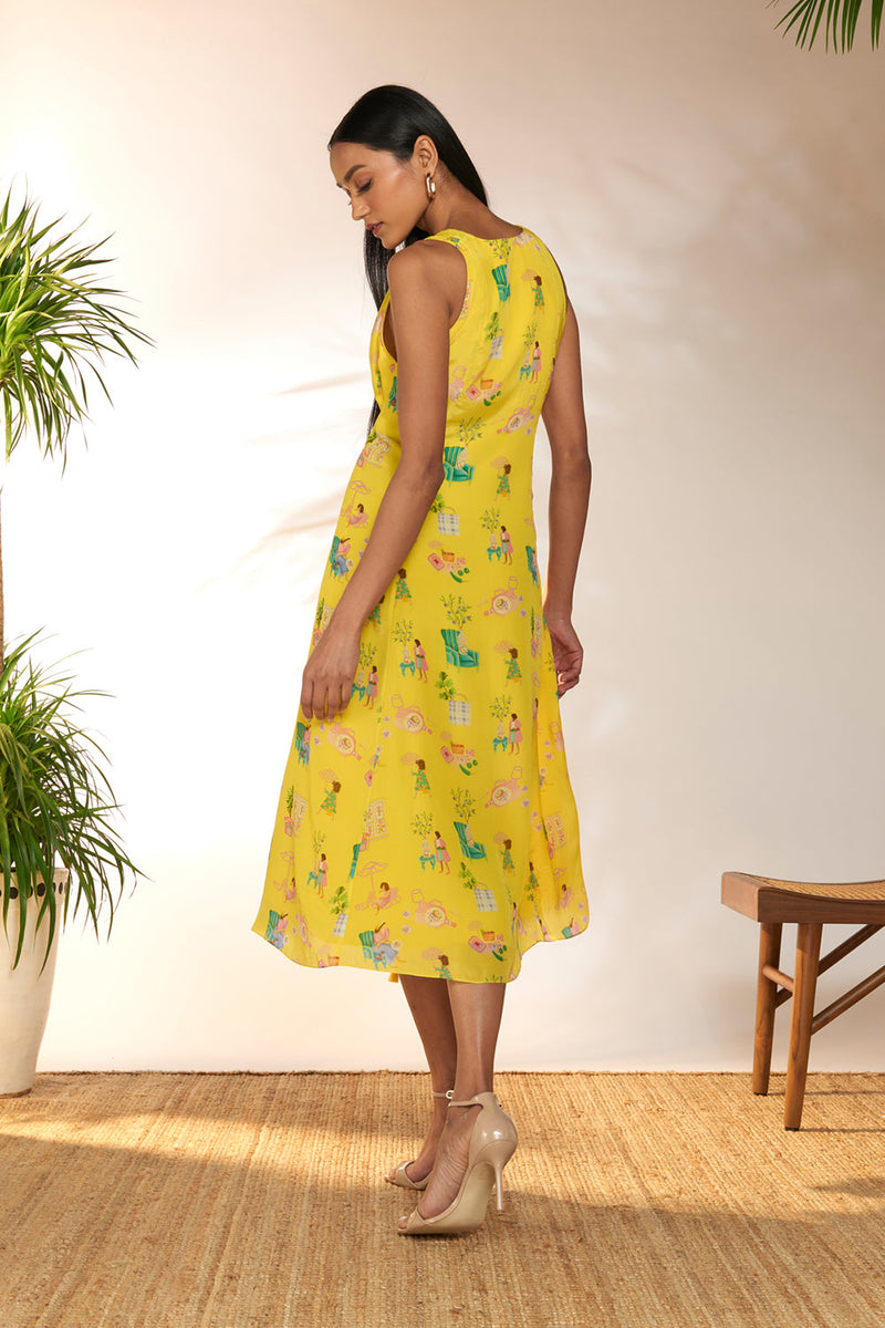 Lemon Yellow Jam & Toast Midi Dress