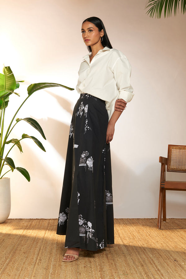 Tropicool Greyscale Maxi Skirt