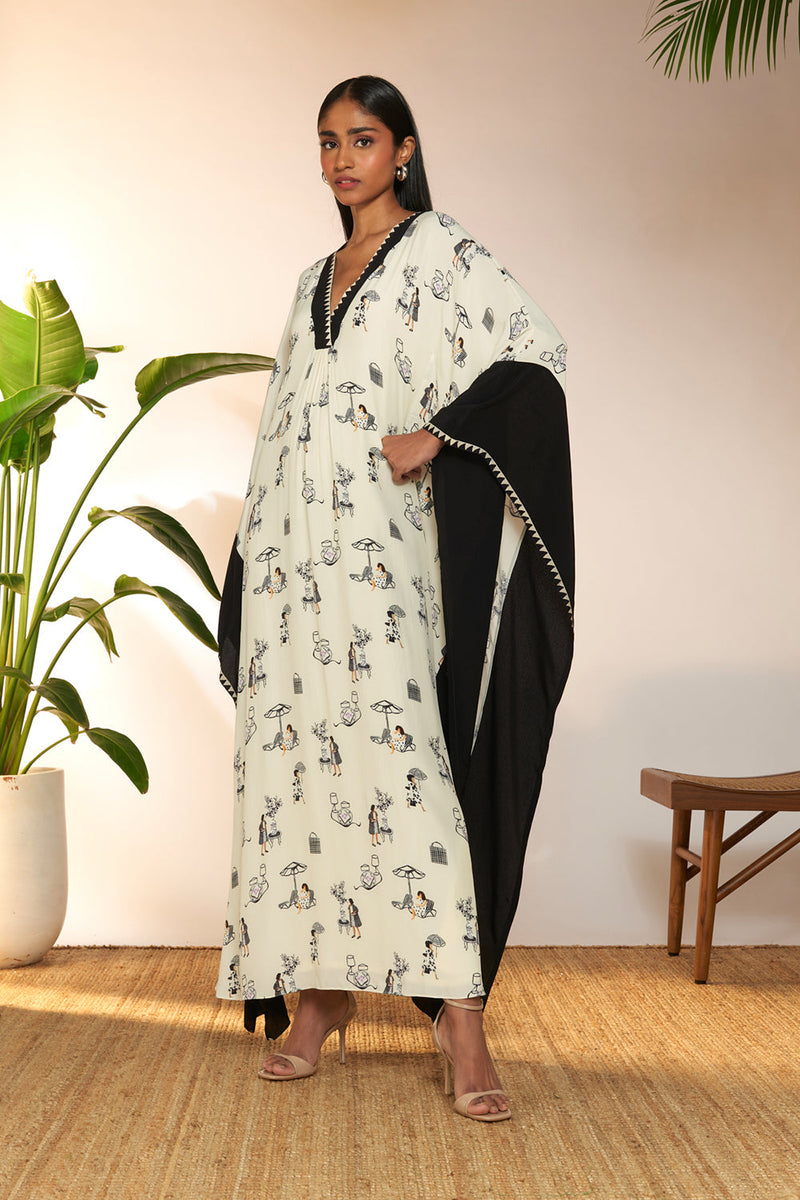 Ivory Jam & Toast Contrast Kaftan