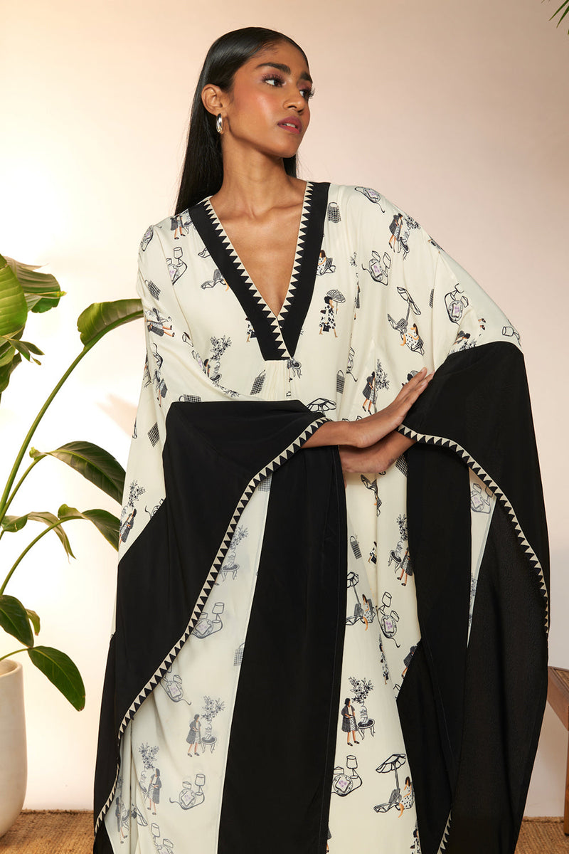 Ivory Jam & Toast Contrast Kaftan