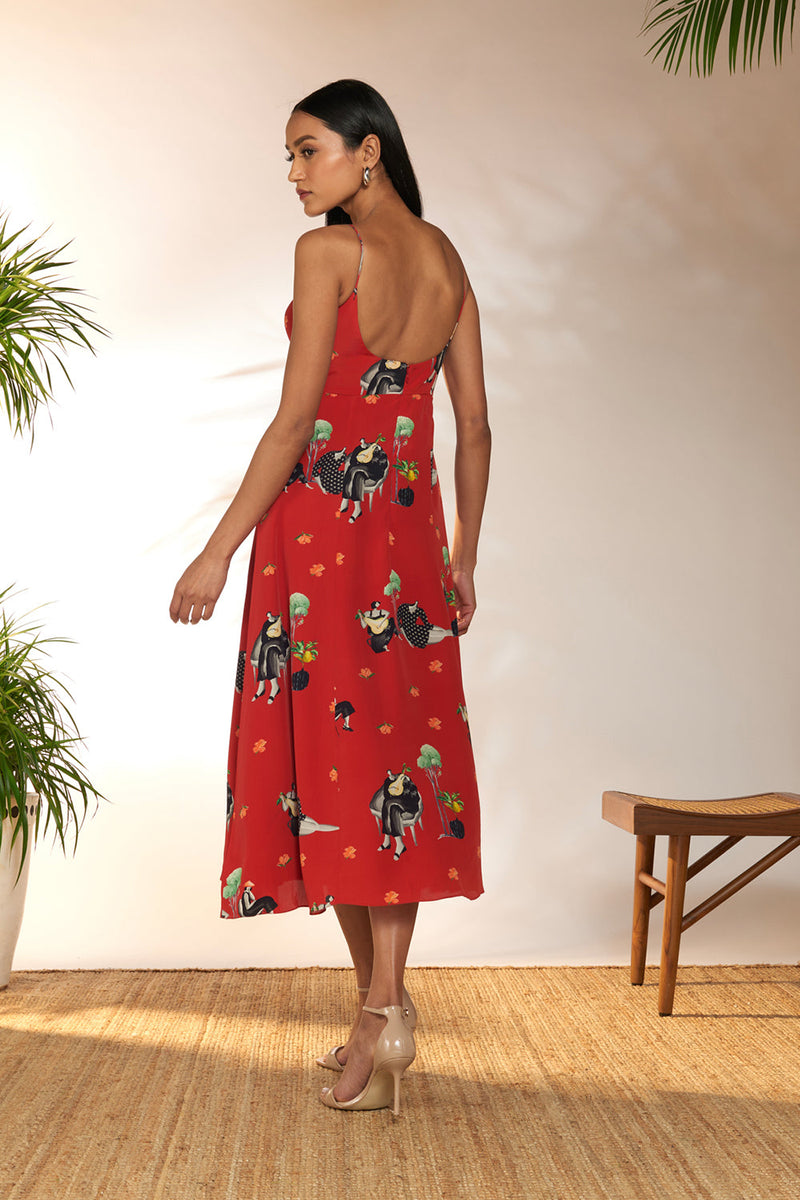 Red Tropicool Backless Dress